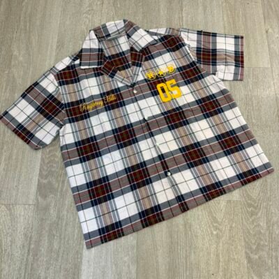 Black Checked Half Sleeve Shirt Front